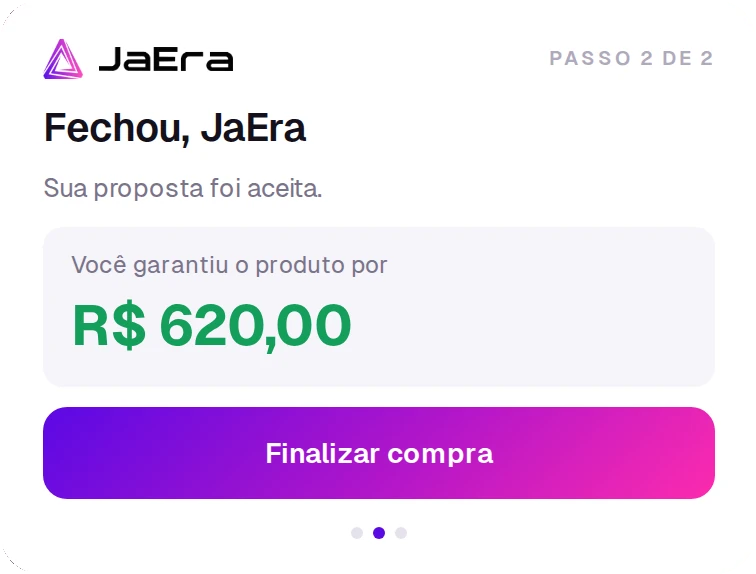 Cartão da JaEra em Fechou, com o valor garantido